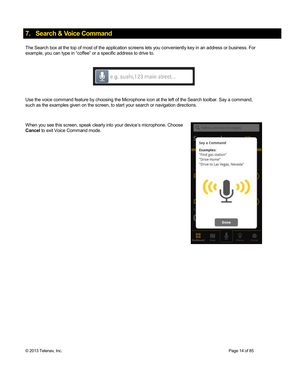 Search & voice command | Telenav Scout v1.3 for Android User Manual | Page 14 / 85