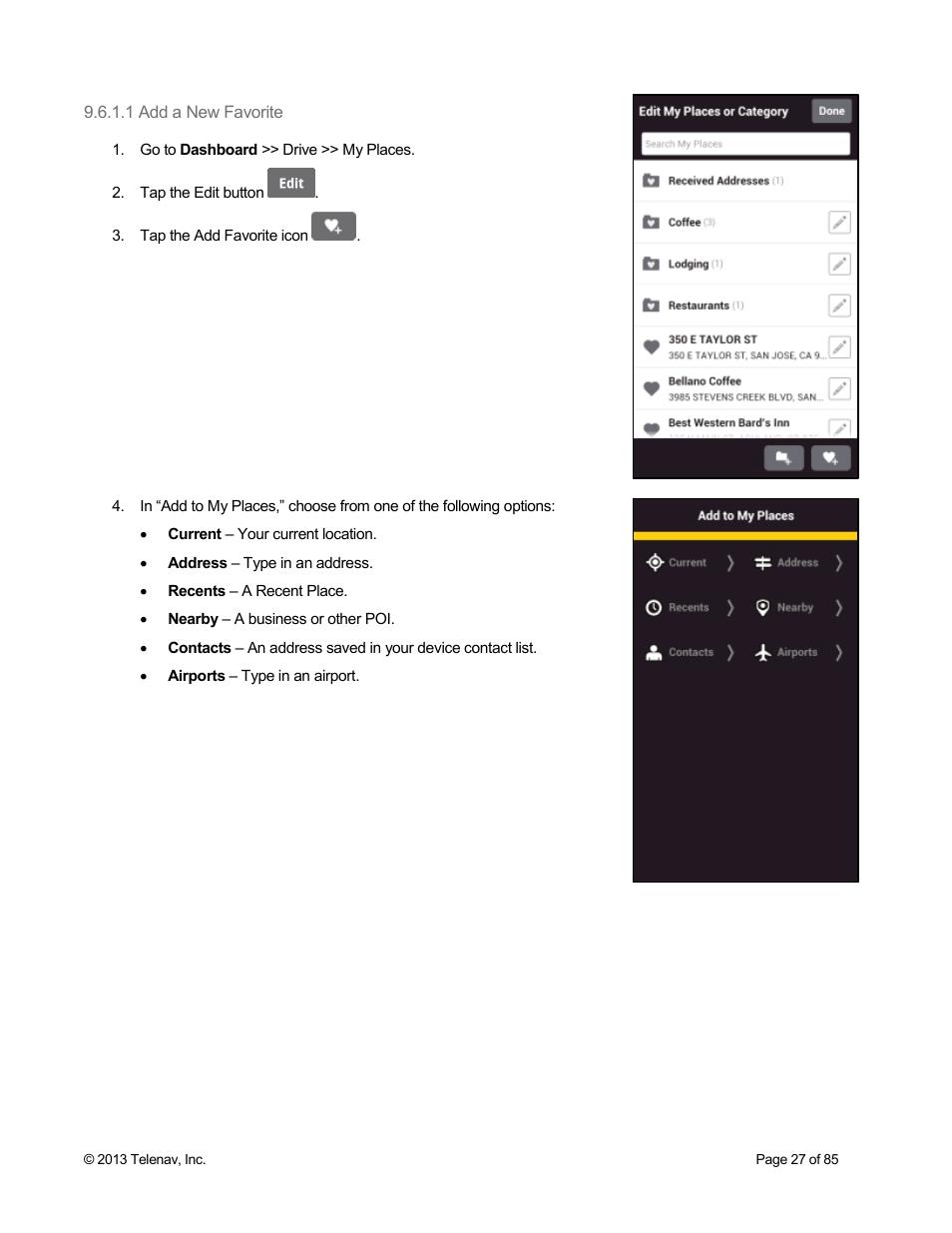 1 add a new favorite | Telenav Scout v1.3 for Android User Manual | Page 27 / 85