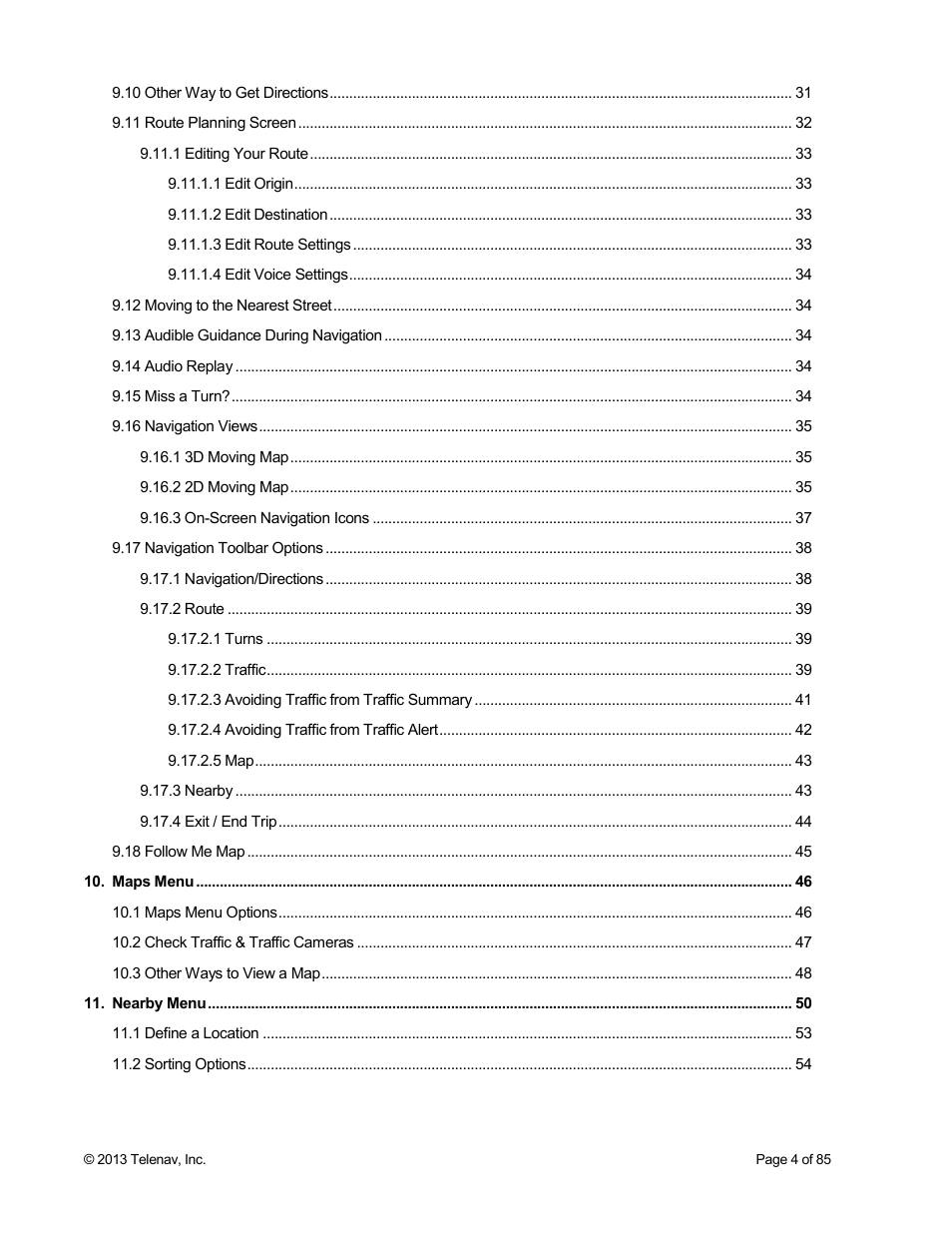 Telenav Scout v1.3 for Android User Manual | Page 4 / 85