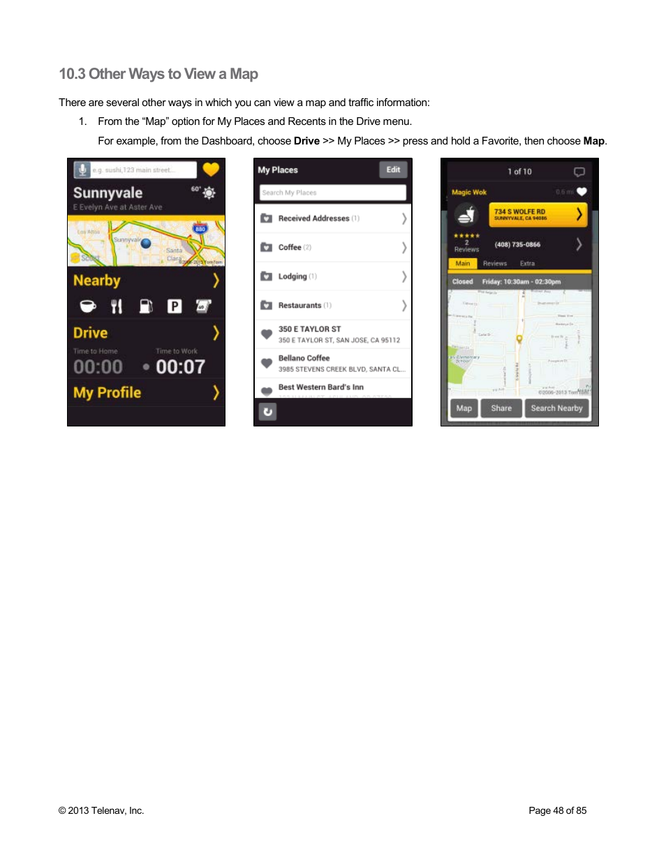 3 other ways to view a map | Telenav Scout v1.3 for Android User Manual | Page 48 / 85