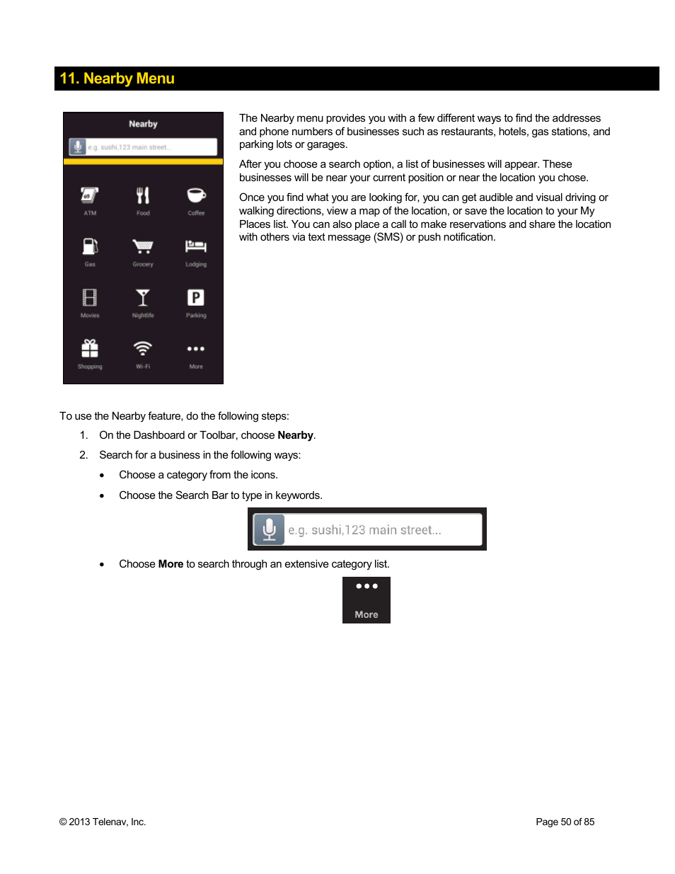 Nearby menu | Telenav Scout v1.3 for Android User Manual | Page 50 / 85