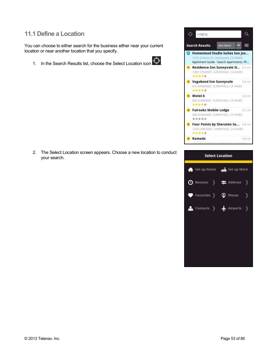 1 define a location | Telenav Scout v1.3 for Android User Manual | Page 53 / 85