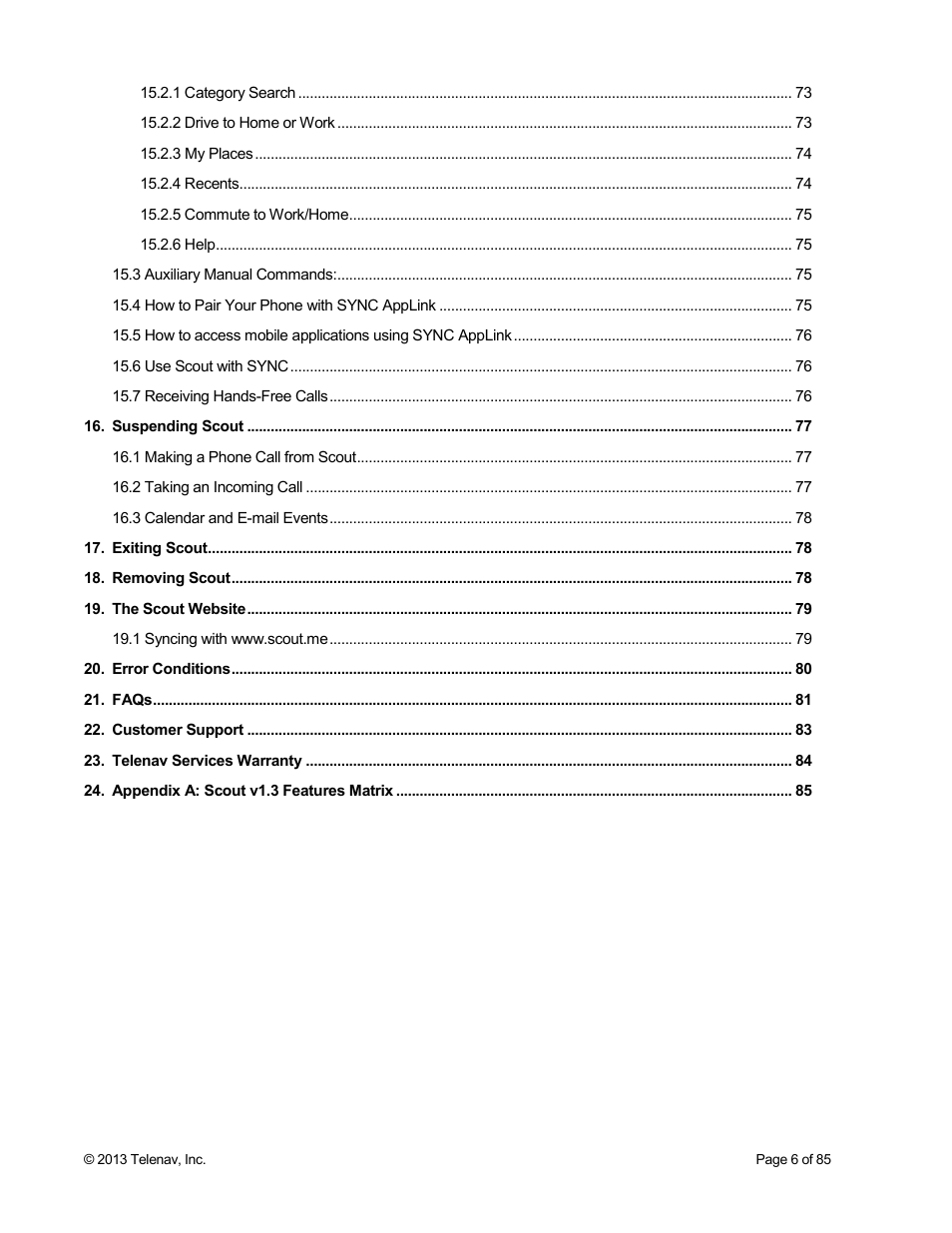 Telenav Scout v1.3 for Android User Manual | Page 6 / 85