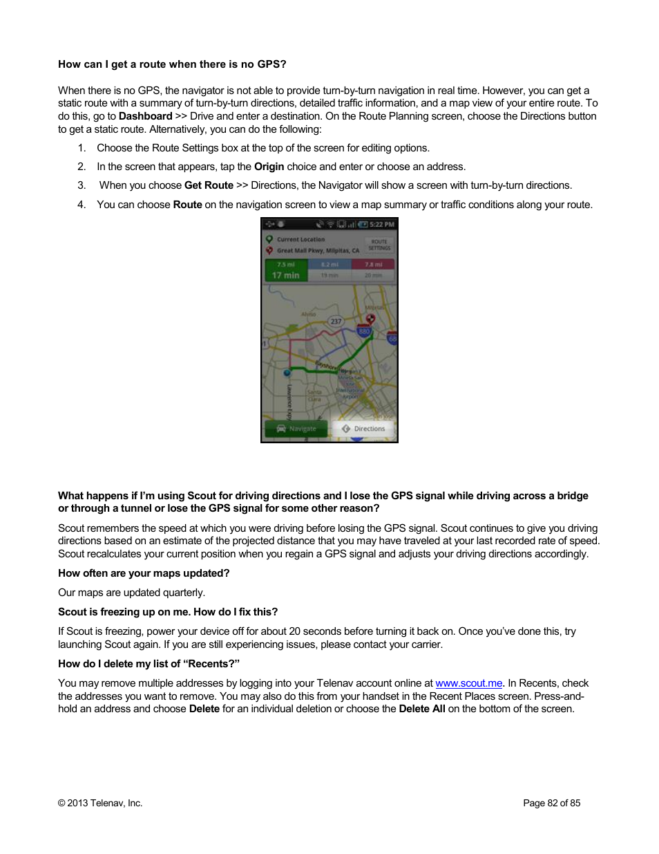 Telenav Scout v1.3 for Android User Manual | Page 82 / 85