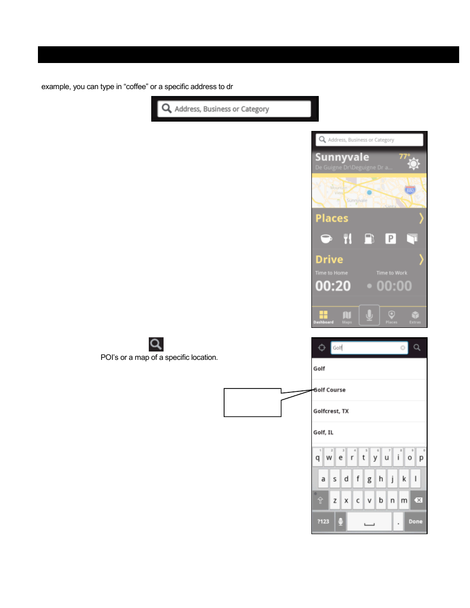 Search bar | Telenav Scout v1.2 for Android User Manual | Page 14 / 87