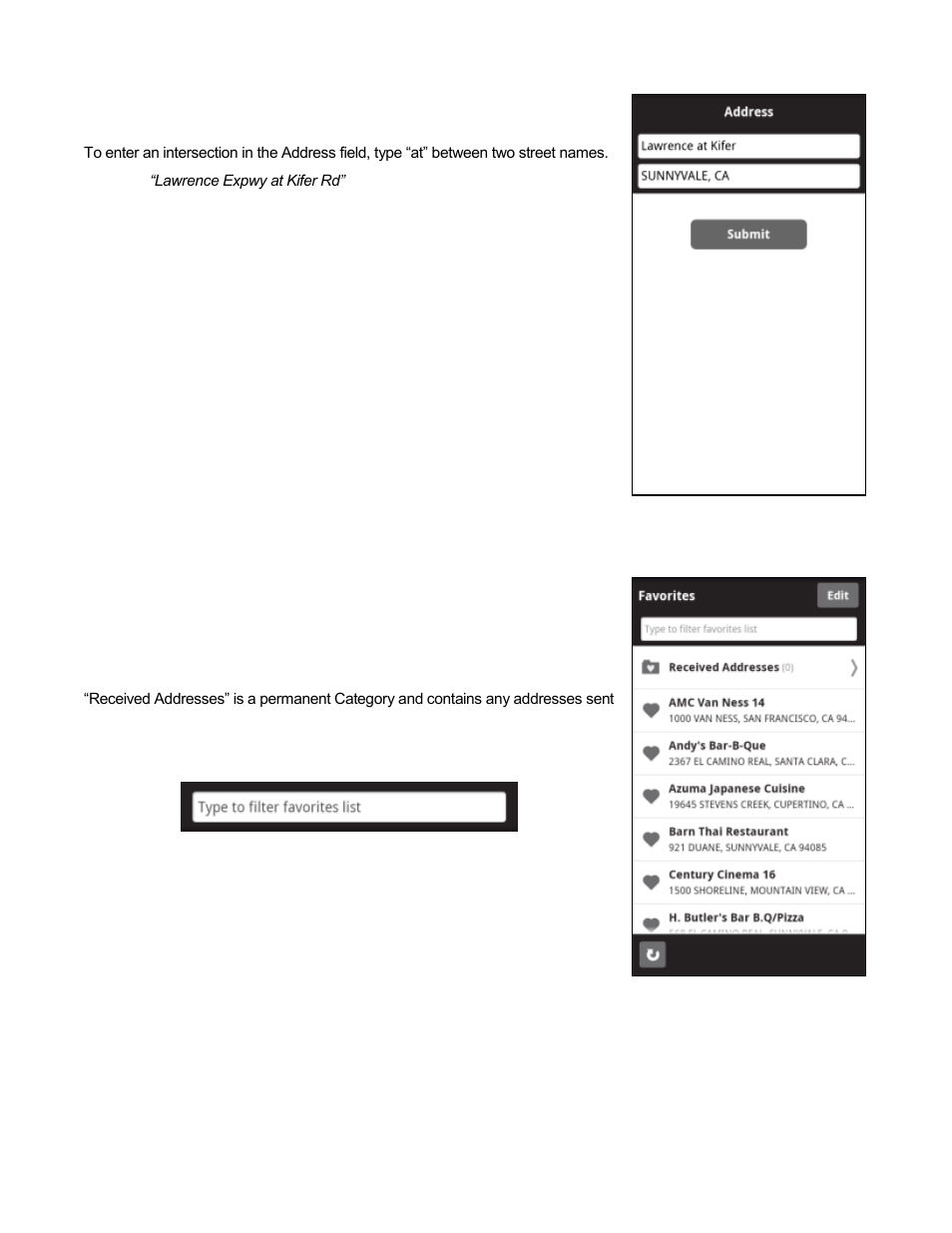 5 favorites, 1 intersections | Telenav Scout v1.2 for Android User Manual | Page 25 / 87