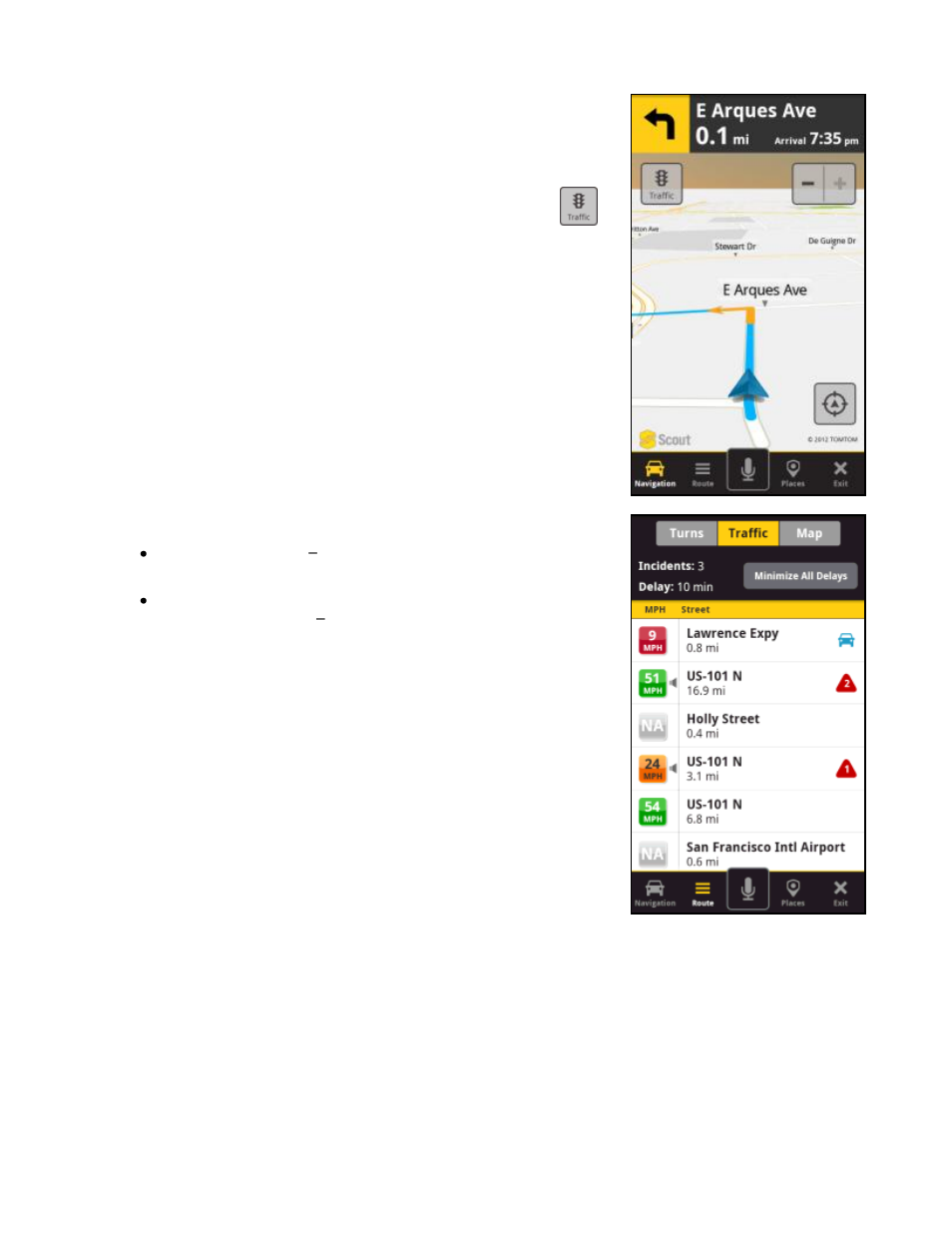 3 avoiding traffic from traffic summary | Telenav Scout v1.2 for Android User Manual | Page 42 / 87