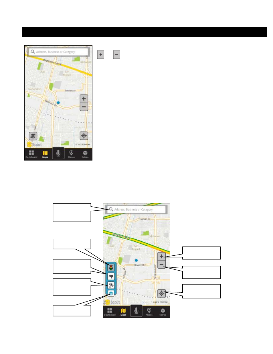 Maps menu, 1 maps menu options | Telenav Scout v1.2 for Android User Manual | Page 47 / 87