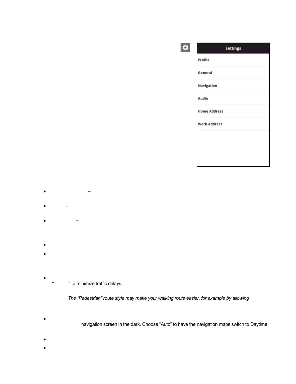 4 settings, 1 profile, 2 general | 3 navigation | Telenav Scout v1.2 for Android User Manual | Page 67 / 87