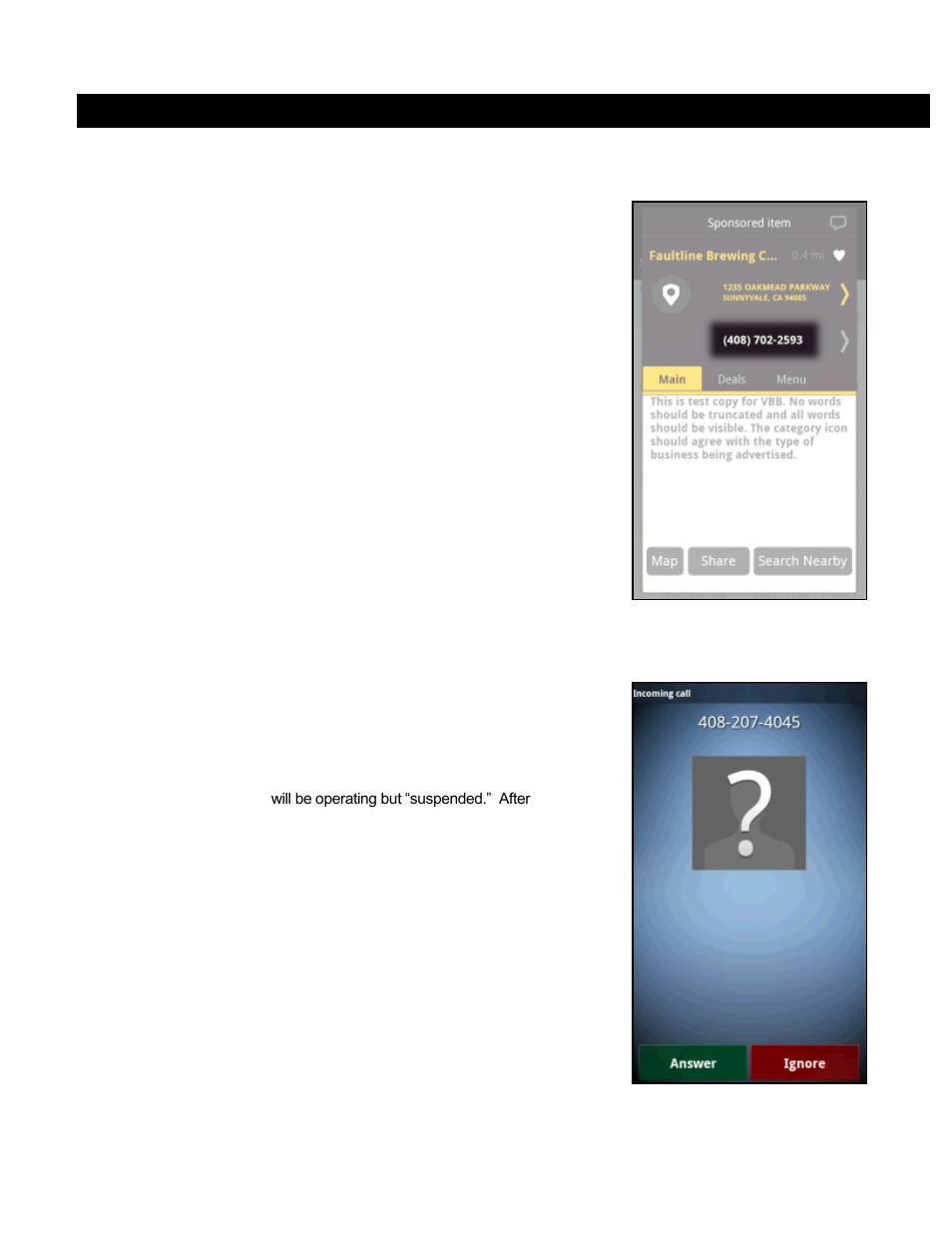 Suspending scout, 1 making a phone call from scout, 2 taking an incoming call | Telenav Scout v1.2 for Android User Manual | Page 79 / 87