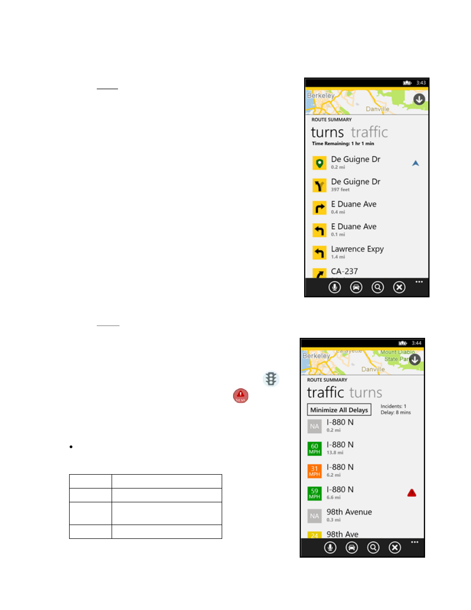 2 route summary, Turns, Traffic | Telenav Scout v1.2 for Windows for T-Mobile User Manual | Page 37 / 70