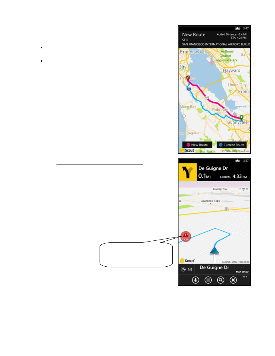 Avoiding traffic from traffic incident alert | Telenav Scout v1.2 for Windows for T-Mobile User Manual | Page 40 / 70