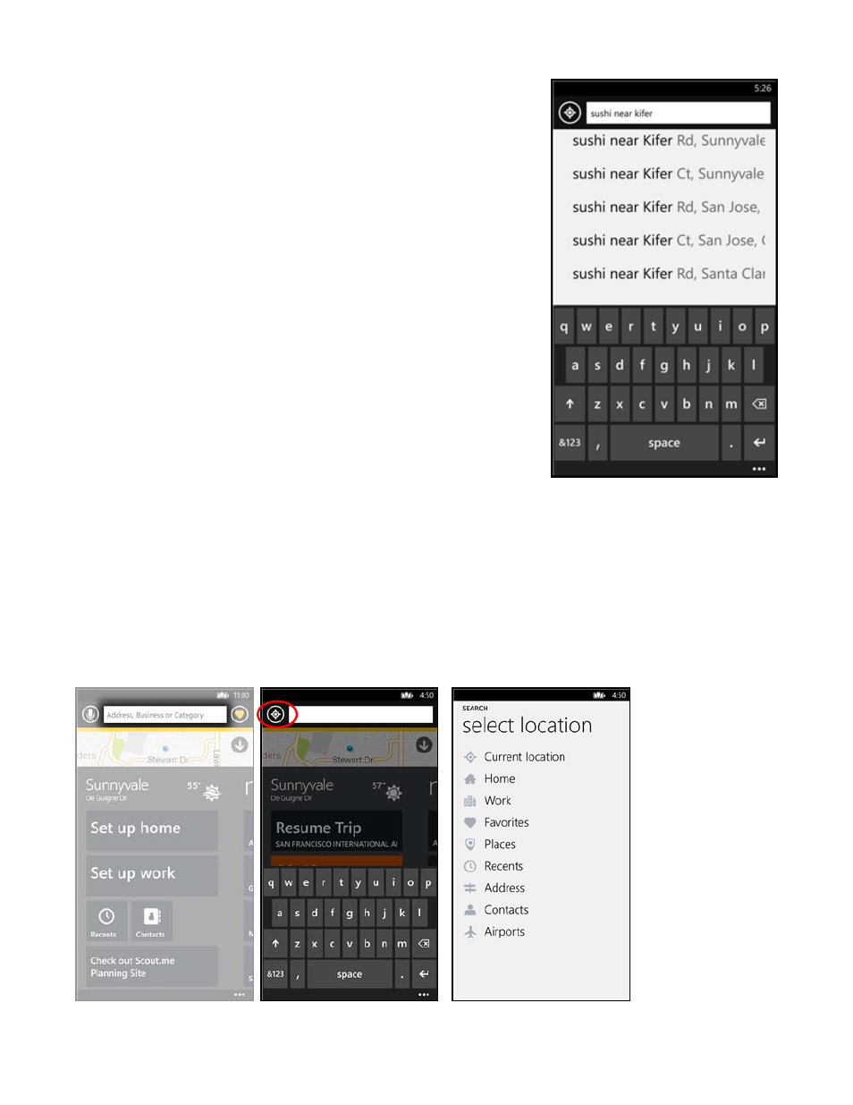 1 define a location, 2 select location for a search point | Telenav Scout v1.2 for Windows for T-Mobile User Manual | Page 47 / 70