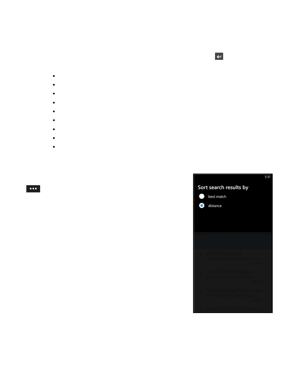 3 sorting options, 1 sort by best match, 2 sort by distance | Telenav Scout v1.2 for Windows for T-Mobile User Manual | Page 48 / 70