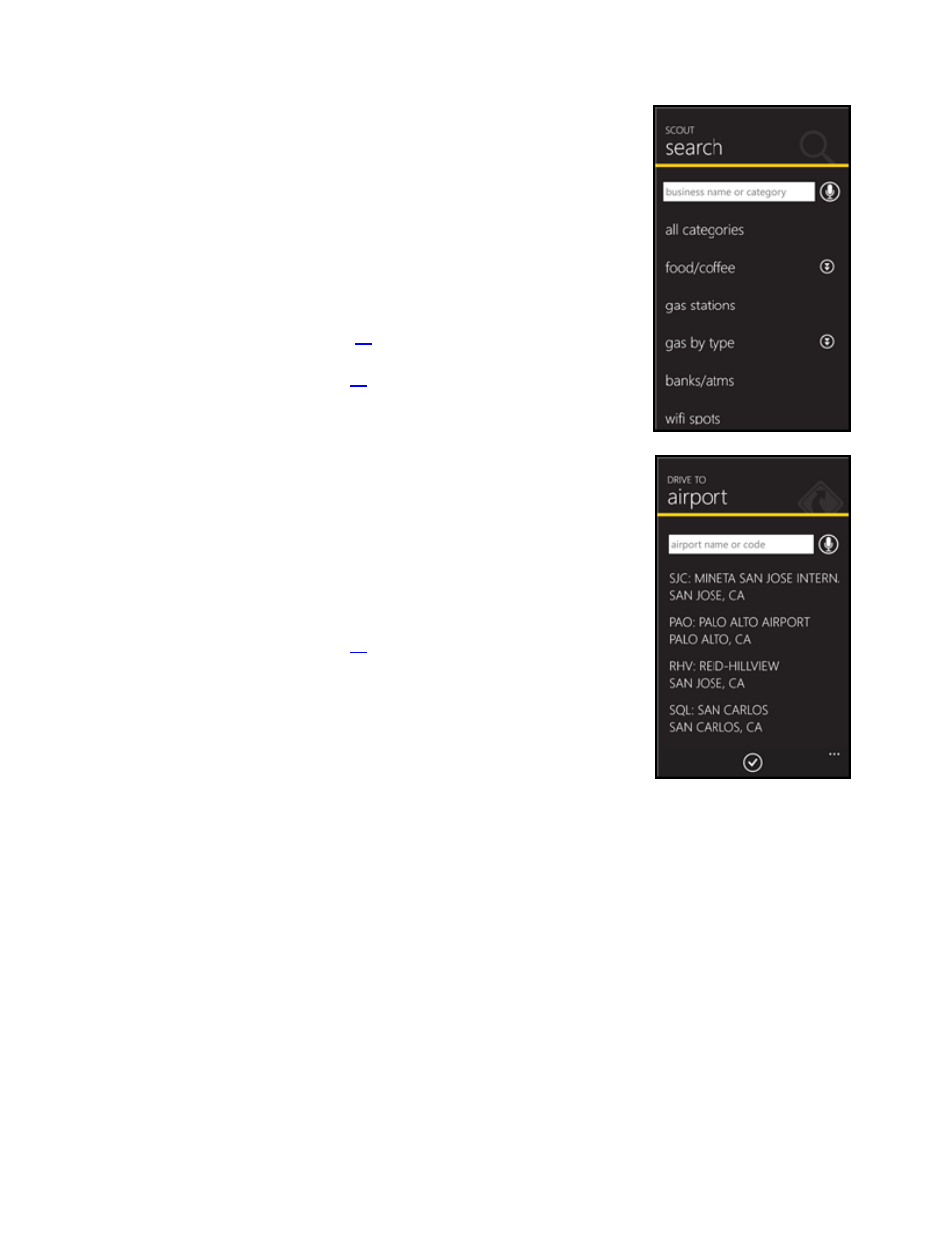 6 business, 7 airports, Business | Airports | Telenav Scout v1.0 for Windows for T-Mobile User Manual | Page 19 / 74