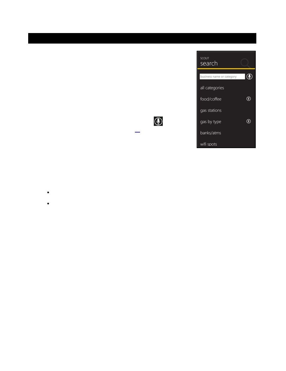 Search menu, 1 search options, Search options | For more details | Telenav Scout v1.0 for Windows for T-Mobile User Manual | Page 33 / 74