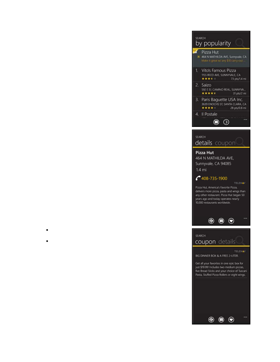 3 sponsored results, Sponsored results | Telenav Scout v1.0 for Windows for T-Mobile User Manual | Page 38 / 74
