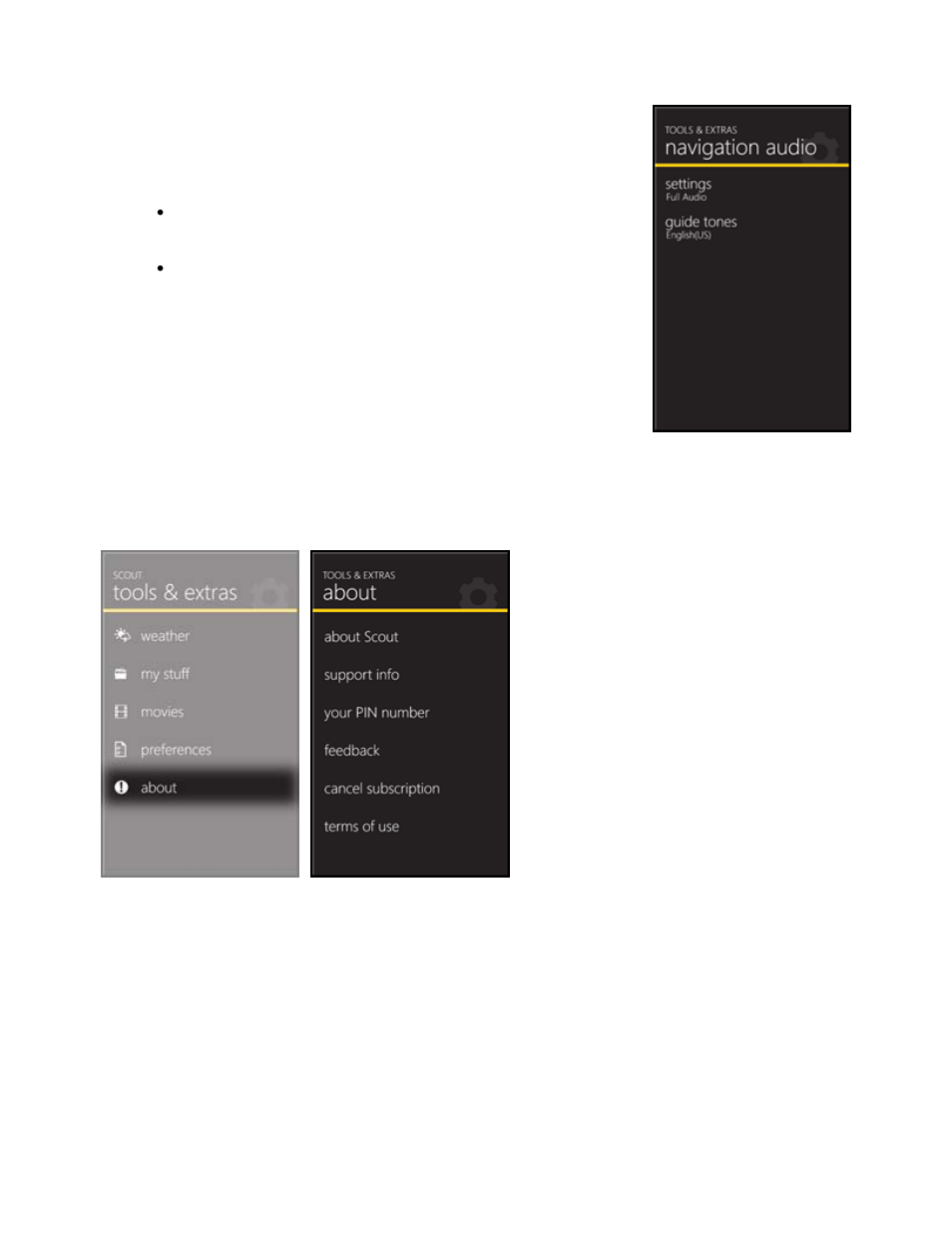 3 navigation audio, 5 about, 1 about scout | Navigation audio, About, About scout | Telenav Scout v1.0 for Windows for T-Mobile User Manual | Page 60 / 74