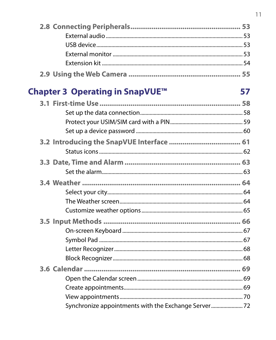 Chapter 3 operating in snapvue™ 57 | Telenav for Unlocked Supported Devices: Mobile Office - HTC Shift User Manual | Page 11 / 136