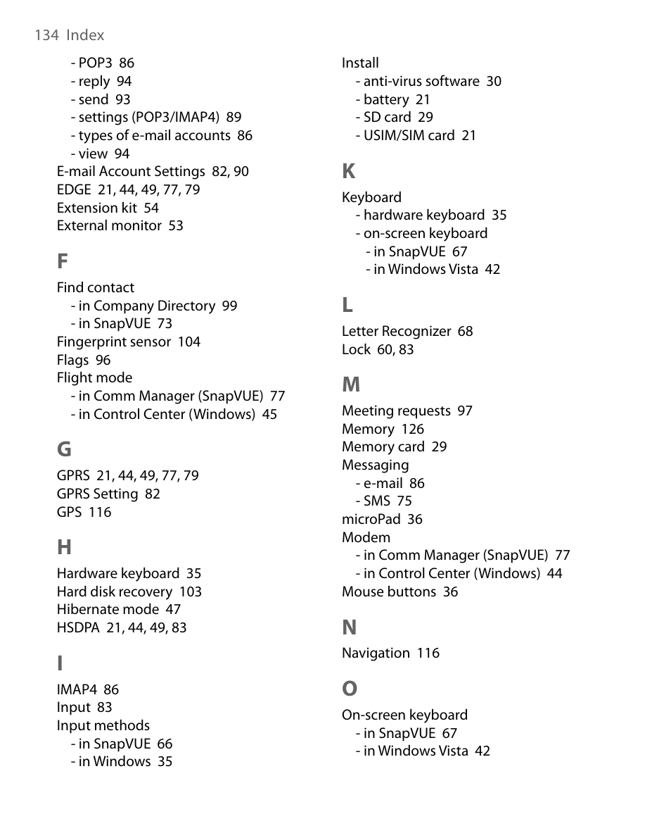 Telenav for Unlocked Supported Devices: Mobile Office - HTC Shift User Manual | Page 134 / 136