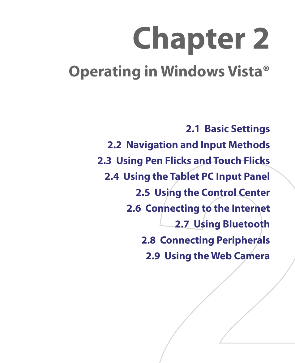 Chapter 2 operating in windows vista, Chapter 2, Operating in windows vista | Telenav for Unlocked Supported Devices: Mobile Office - HTC Shift User Manual | Page 33 / 136