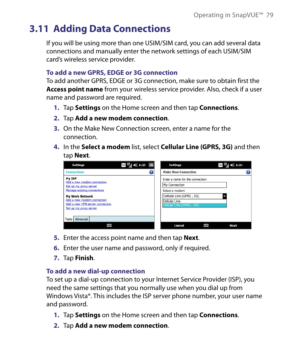 11 adding data connections | Telenav for Unlocked Supported Devices: Mobile Office - HTC Shift User Manual | Page 79 / 136