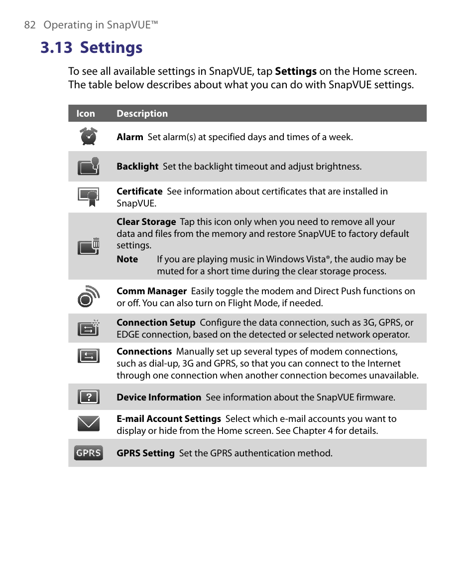 13 settings | Telenav for Unlocked Supported Devices: Mobile Office - HTC Shift User Manual | Page 82 / 136