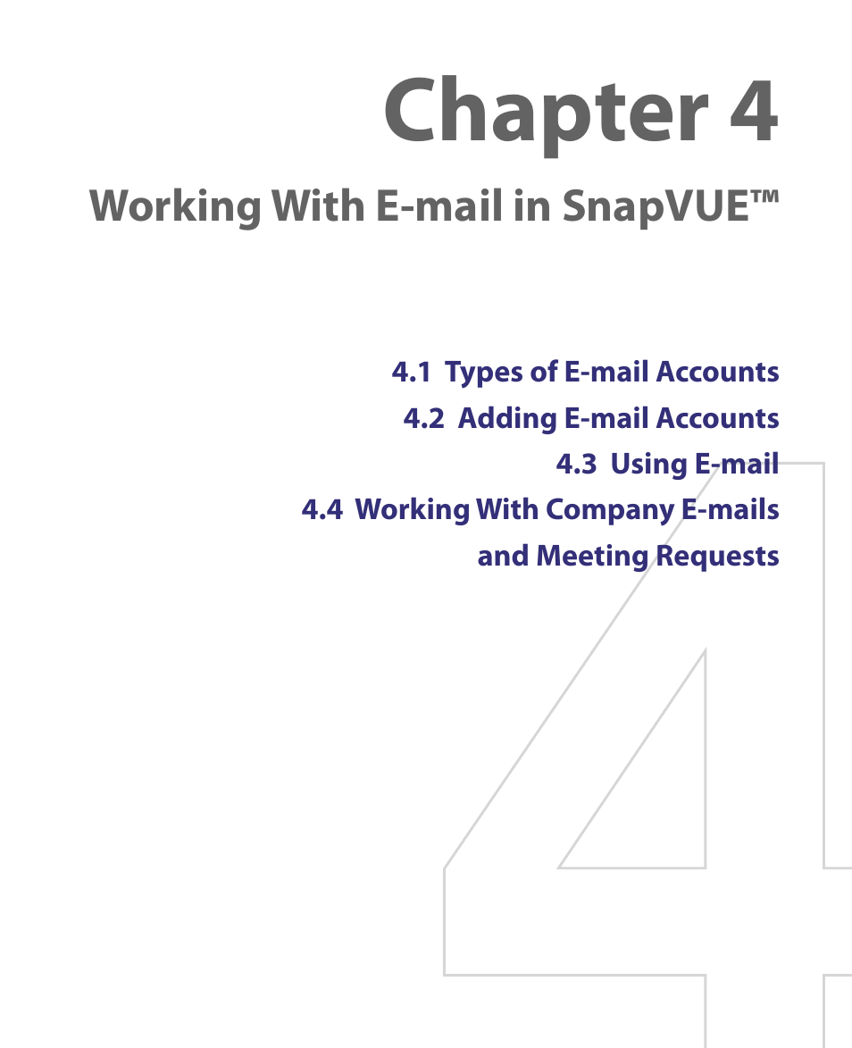 Chapter 4 working with e-mail in snapvue, Chapter 4, Working with e-mail in snapvue | Telenav for Unlocked Supported Devices: Mobile Office - HTC Shift User Manual | Page 85 / 136