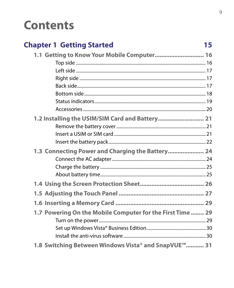 Telenav for Unlocked Supported Devices: Mobile Office - HTC Shift User Manual | Page 9 / 136