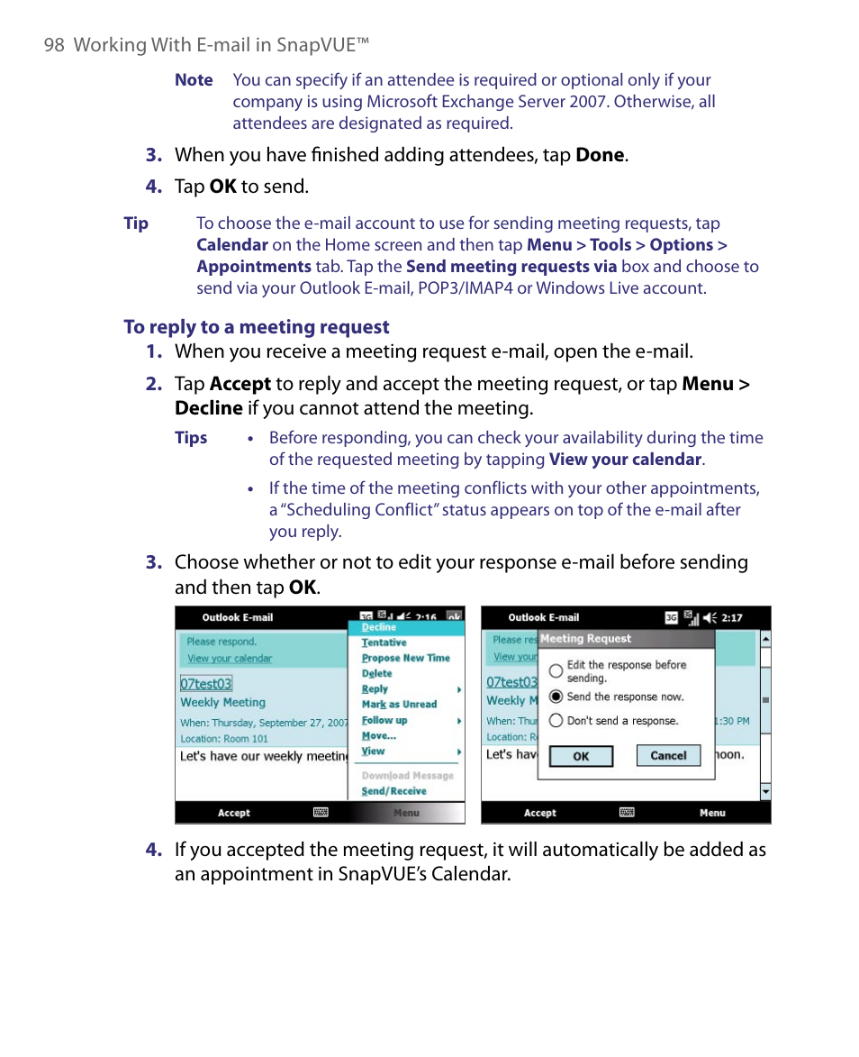 Telenav for Unlocked Supported Devices: Mobile Office - HTC Shift User Manual | Page 98 / 136