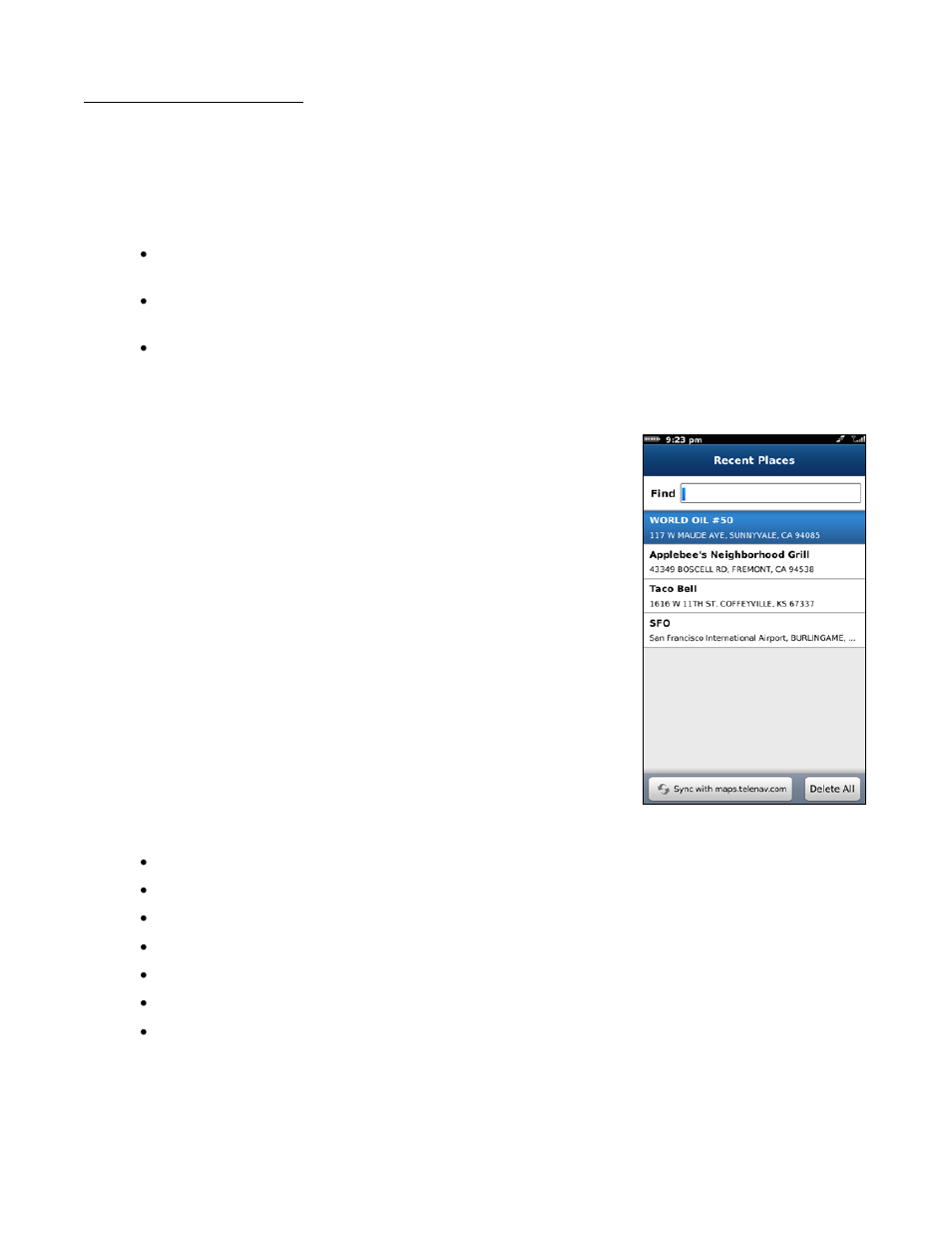Recent places, Delete or rename a category, For m | Telenav for Verizon Supported Devices: v6.2 for BlackBerry User Manual | Page 22 / 64