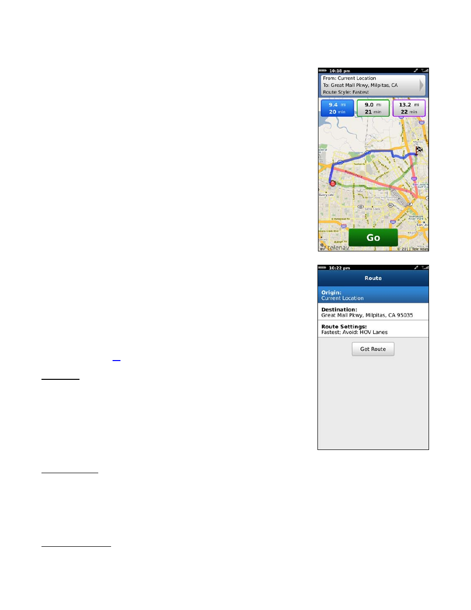 Trip confirmation screen, Editing your route, Edit origin | Edit destination, Edit route settings | Telenav for Verizon Supported Devices: v6.2 for BlackBerry User Manual | Page 26 / 64