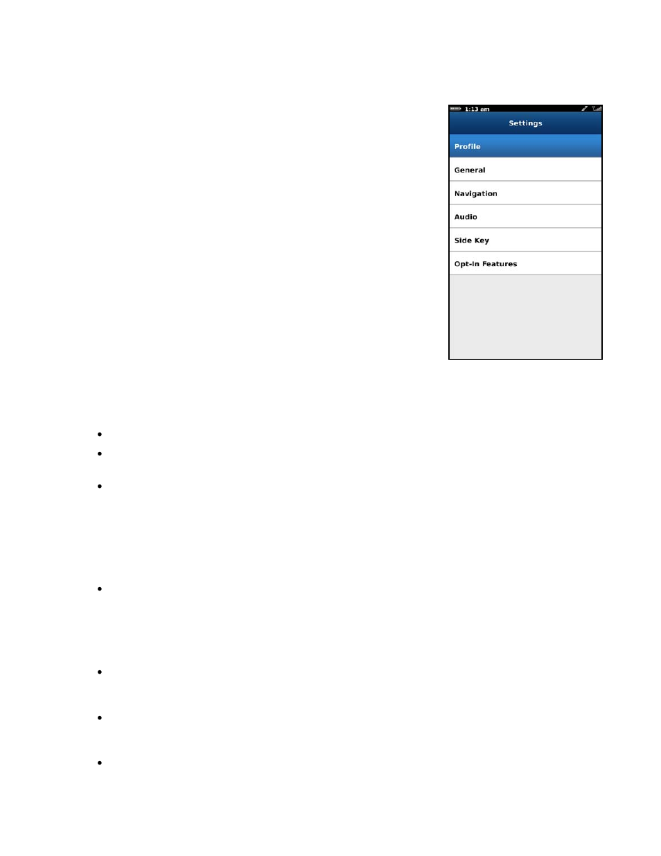 Settings, General, Navigation | Profile | Telenav for Verizon Supported Devices: v6.2 for BlackBerry User Manual | Page 51 / 64