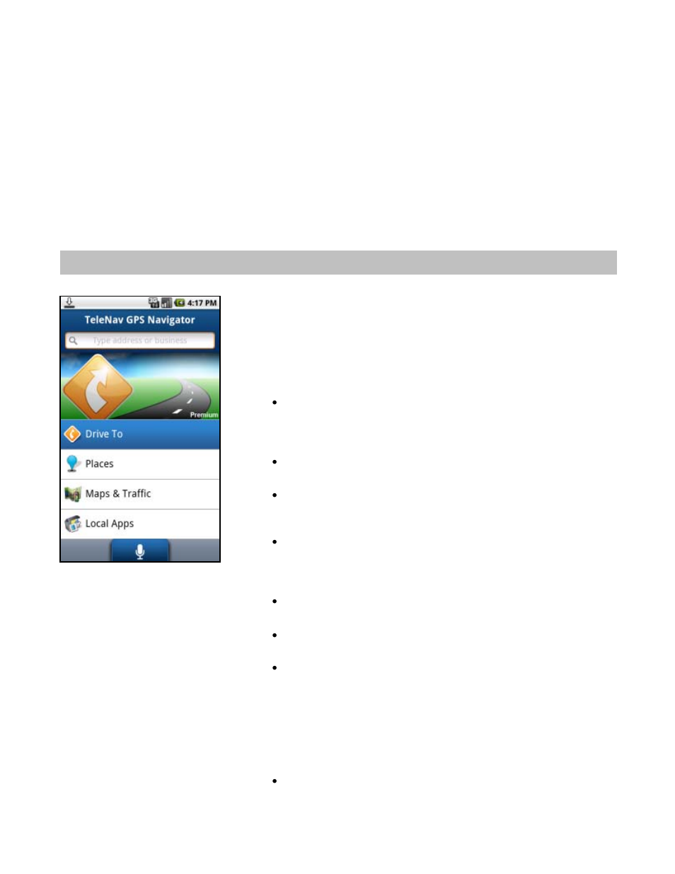 Drive to menu | Telenav for Verizon Supported Devices: v6.2 for Android phones User Manual | Page 11 / 57