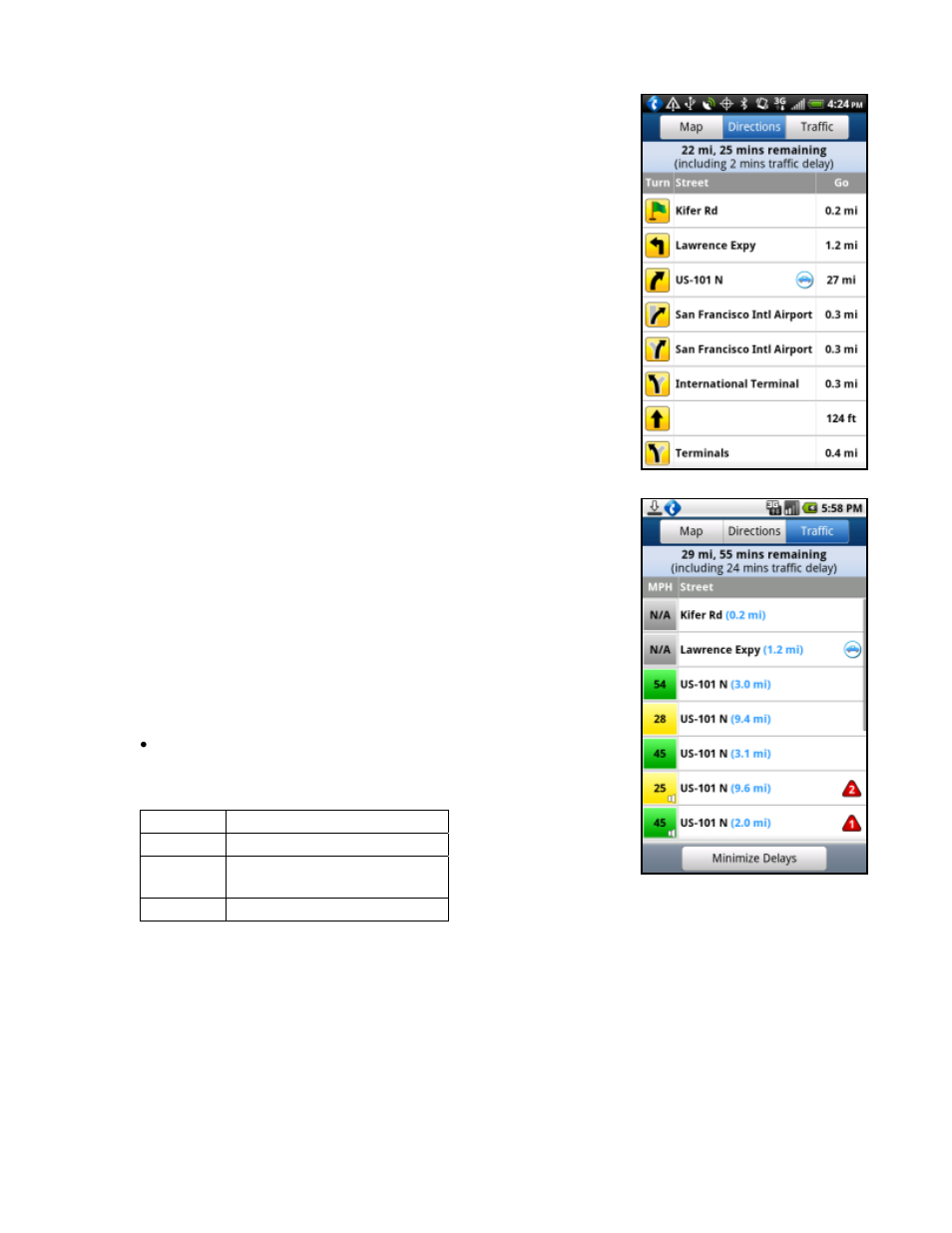 Route summary, Traffic summary | Telenav for Verizon Supported Devices: v6.2 for Android phones User Manual | Page 26 / 57