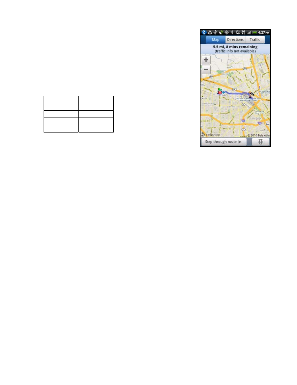 Map summary, Re-routing options, From traffic summary | Telenav for Verizon Supported Devices: v6.2 for Android phones User Manual | Page 28 / 57
