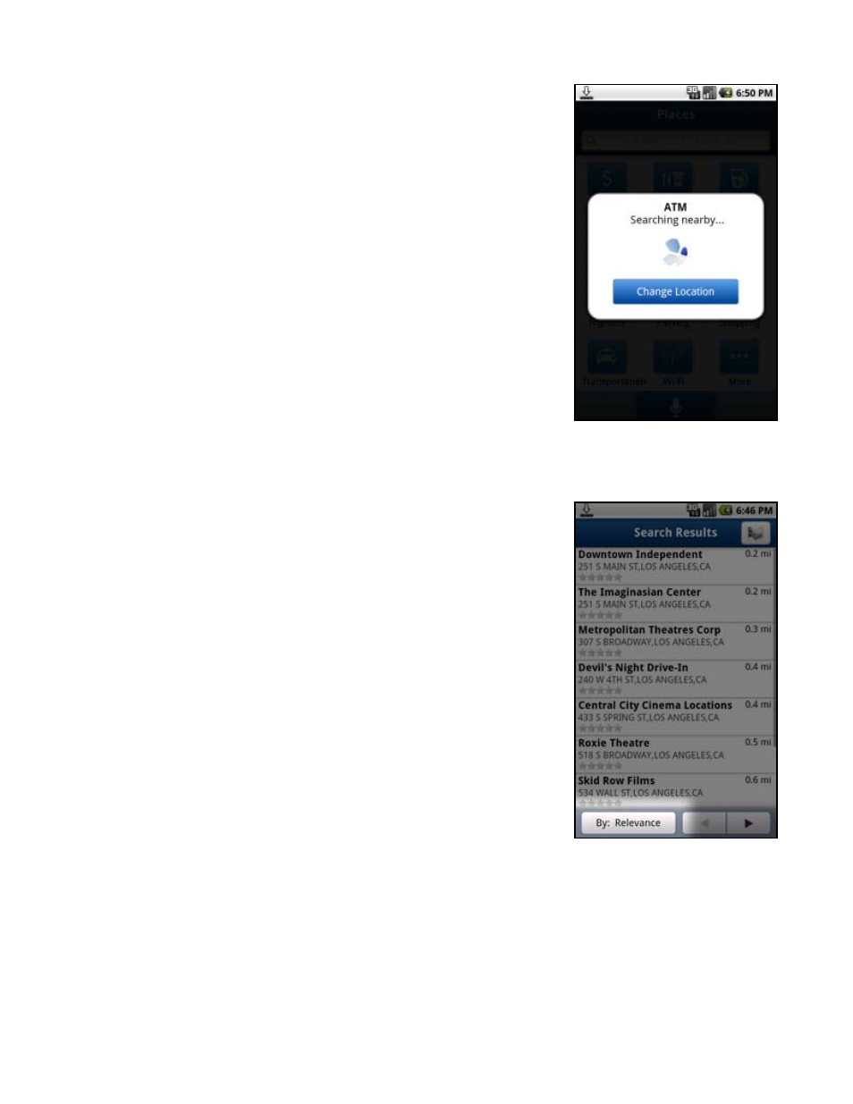 Sorting options, Define a location | Telenav for Verizon Supported Devices: v6.2 for Android phones User Manual | Page 34 / 57