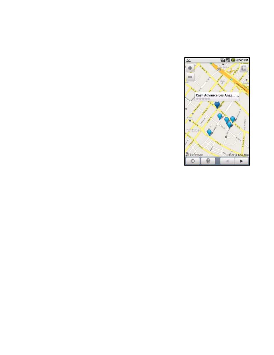 Map results, Sort by relevance, Sort by distance | Sort by rating | Telenav for Verizon Supported Devices: v6.2 for Android phones User Manual | Page 35 / 57