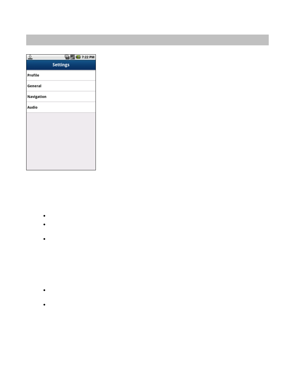 Settings, Profile, General | Navigation, For m | Telenav for Verizon Supported Devices: v6.2 for Android phones User Manual | Page 45 / 57
