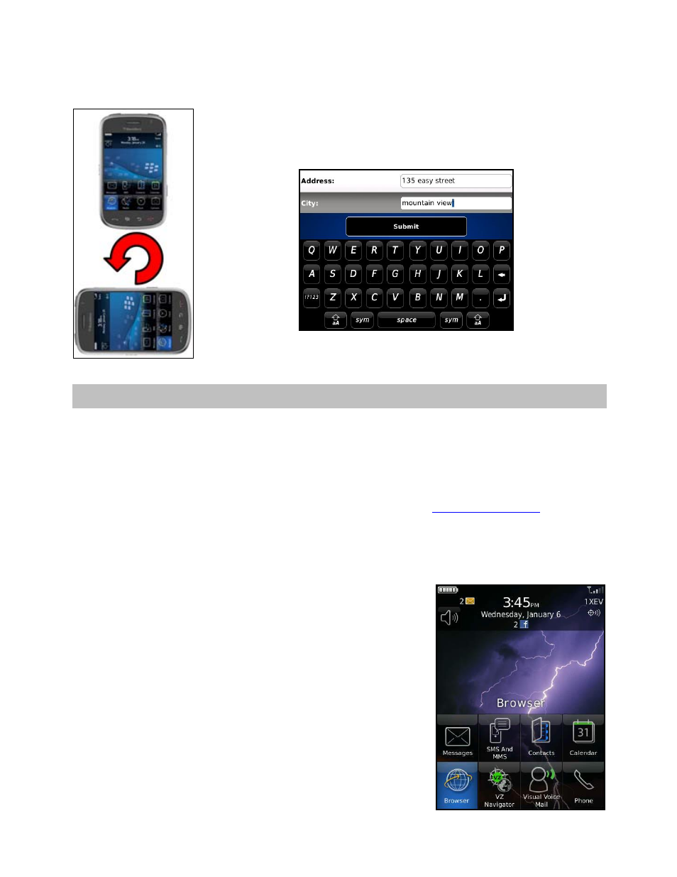 Portrait and landscape views, Getting started with telenav, Telenav account | Downloading telenav gps navigator | Telenav for Verizon Supported Devices: v5.5 for BlackBerry Storm User Manual | Page 10 / 64