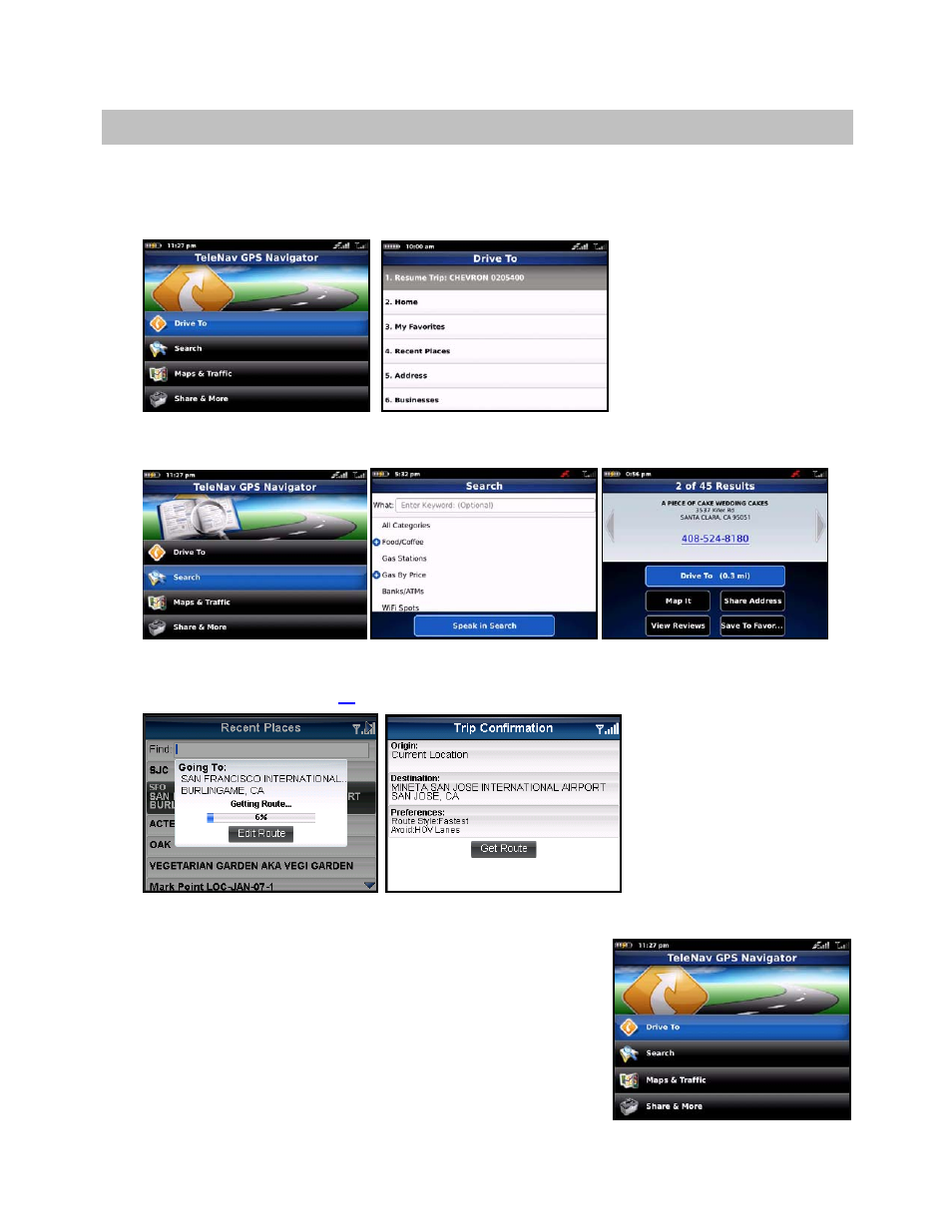 Drive to menu | Telenav for Verizon Supported Devices: v5.5 for BlackBerry Storm User Manual | Page 20 / 64