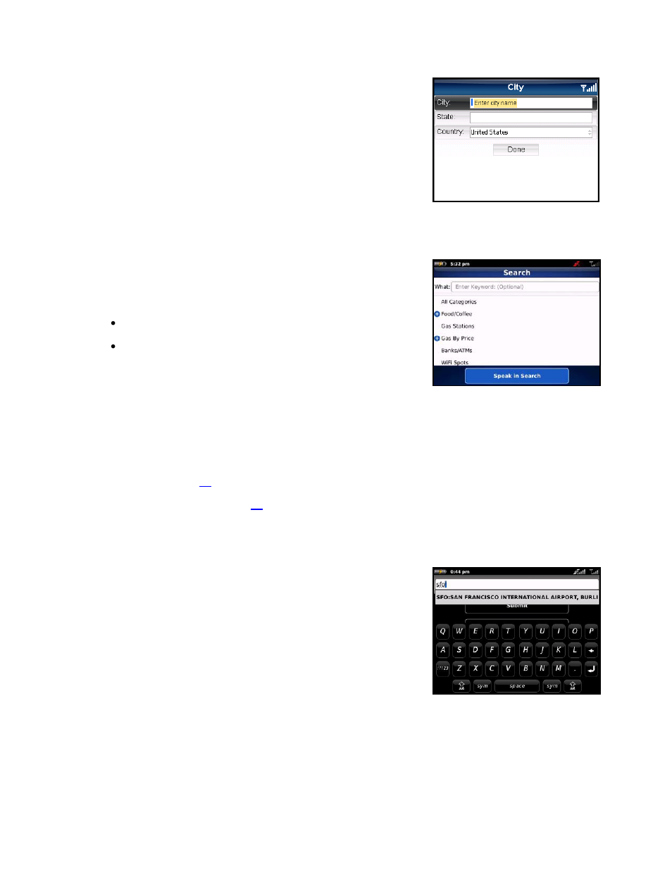 Business, Airports | Telenav for Verizon Supported Devices: v5.5 for BlackBerry Storm User Manual | Page 26 / 64