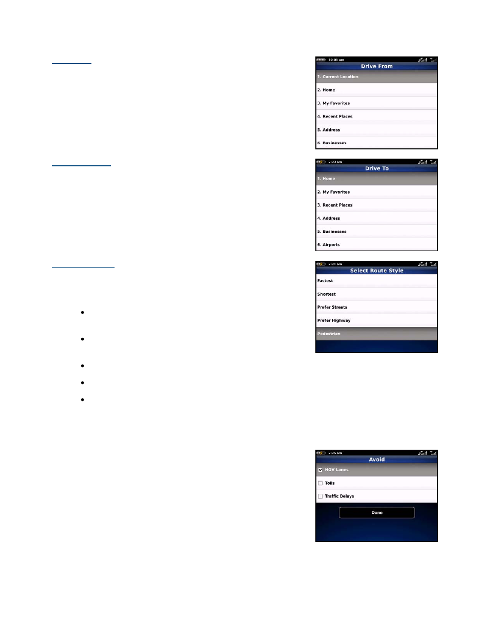 Edit origin, Edit destination, Edit preferences | Telenav for Verizon Supported Devices: v5.5 for BlackBerry Storm User Manual | Page 28 / 64