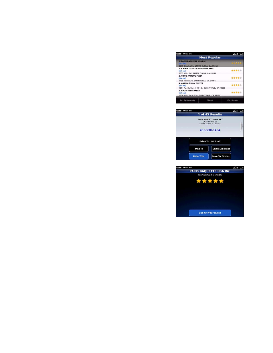 Ratings | Telenav for Verizon Supported Devices: v5.5 for BlackBerry Storm User Manual | Page 43 / 64
