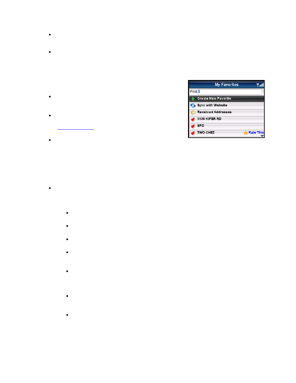 My favorites | Telenav for Verizon Supported Devices: v5.5 for BlackBerry Tour User Manual | Page 49 / 68