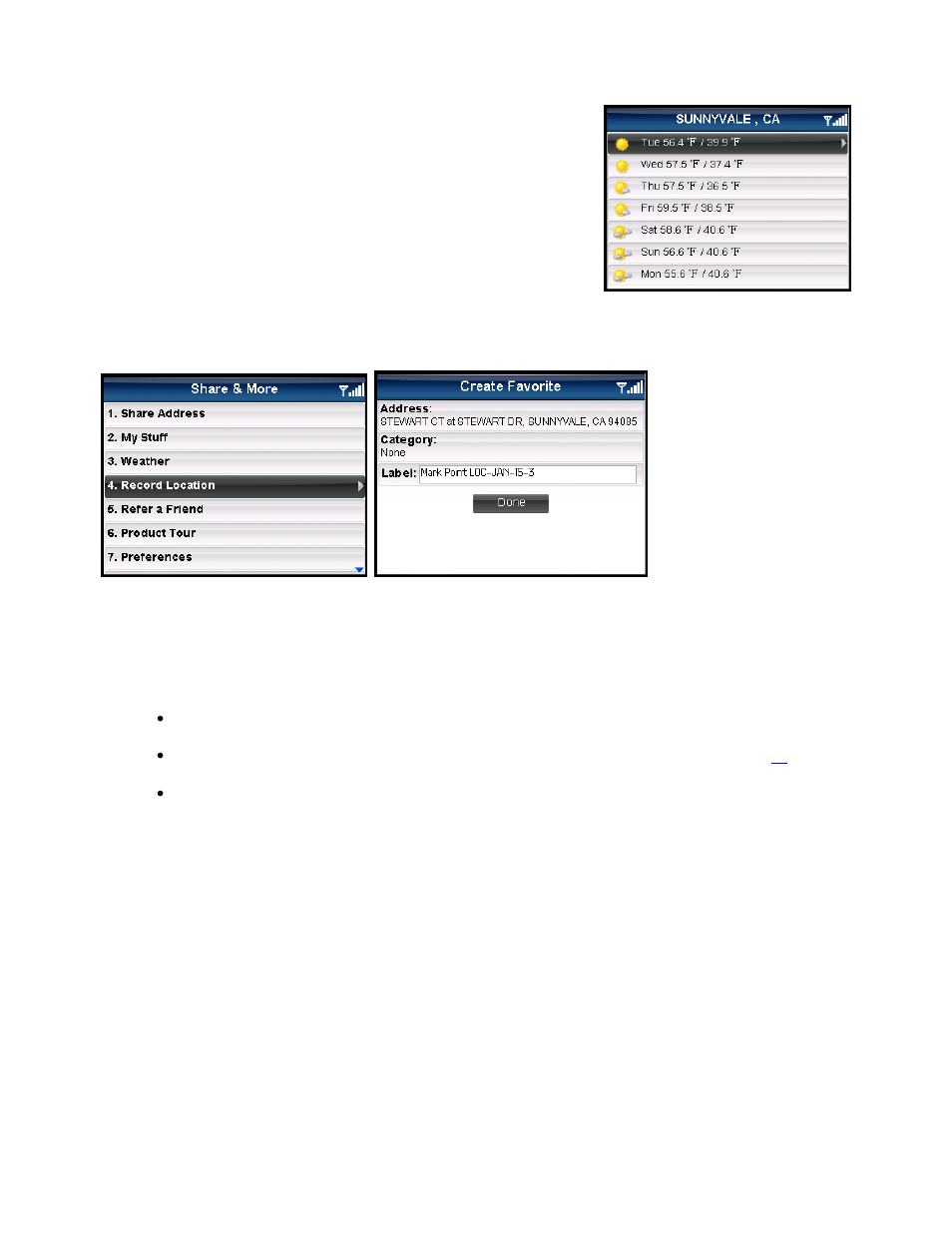 Record location, Refer a friend | Telenav for Verizon Supported Devices: v5.5 for BlackBerry Tour User Manual | Page 55 / 68