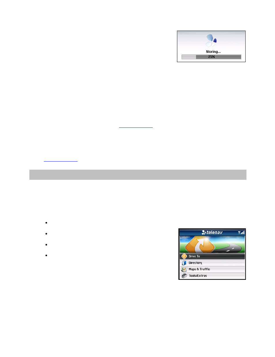 Telenav gps navigator menu overview, Main menu | Telenav for Alltel Supported Devices: v5.1 for BlackBerry 8130 User Manual | Page 12 / 52