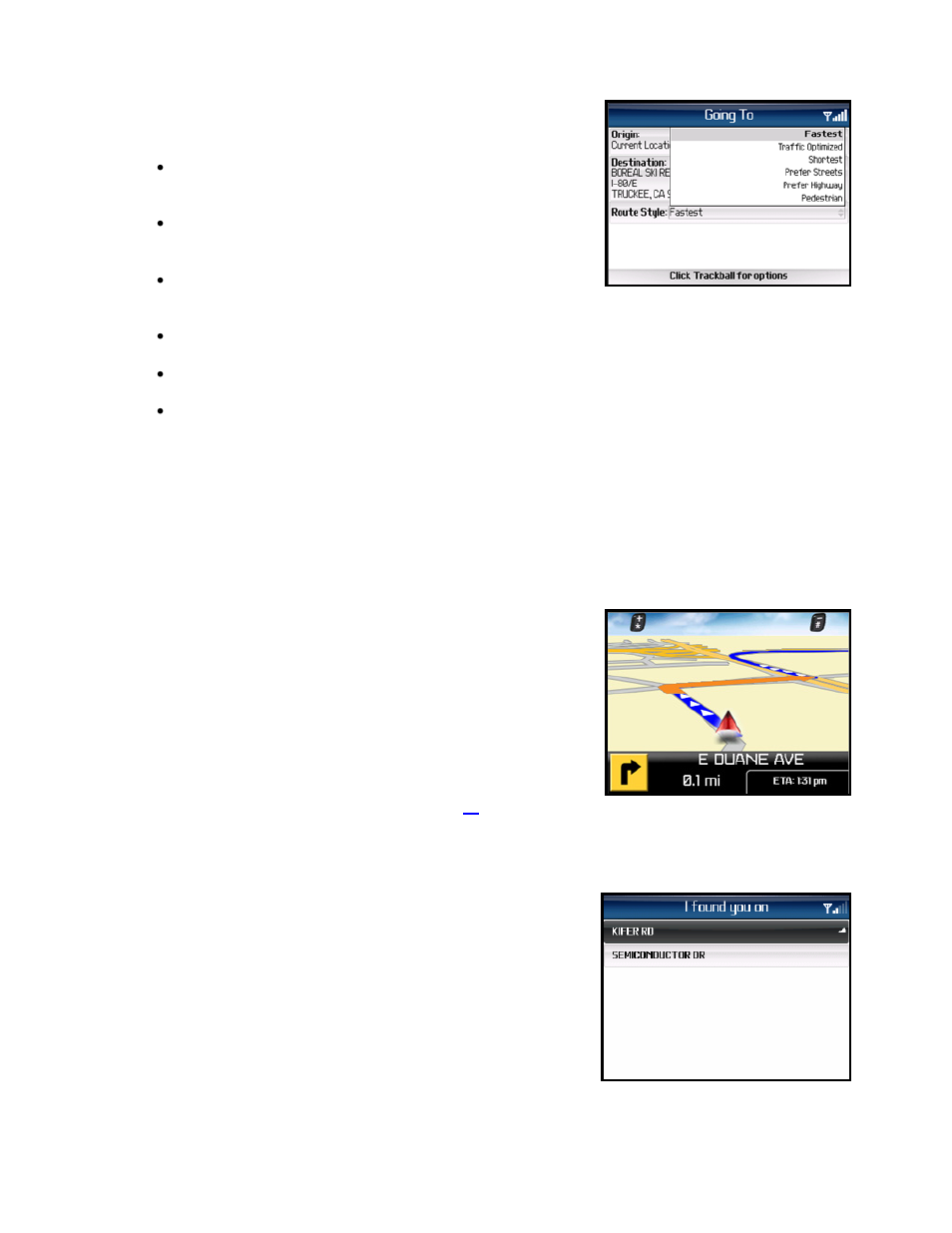 Initial driving directions, Gps origin refinement | Telenav for Alltel Supported Devices: v5.1 for BlackBerry 8130 User Manual | Page 25 / 52