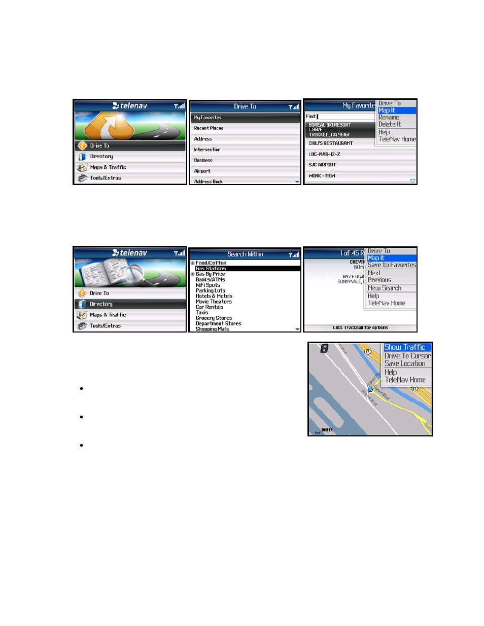 Map menu options | Telenav for Alltel Supported Devices: v5.1 for BlackBerry 8130 User Manual | Page 39 / 52