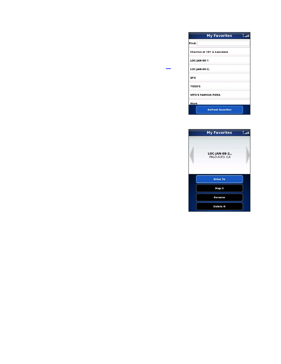 My favorites | Telenav for Verizon Supported Devices: v5.1 for BlackBerry Storm User Manual | Page 18 / 56
